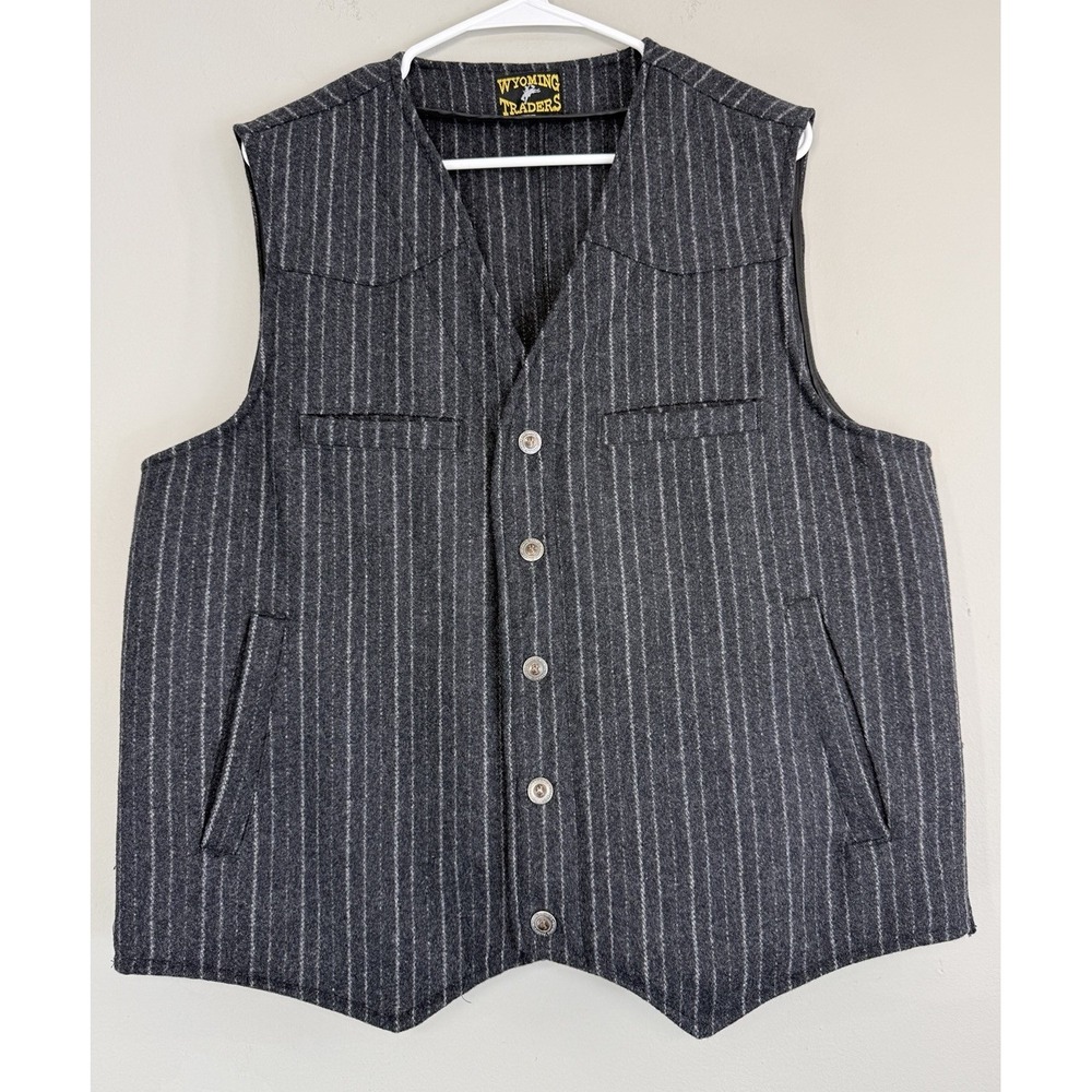 Wyoming Traders Wool Vest Men's Large Pinstripe Conceal Carry Holsters Cowboy